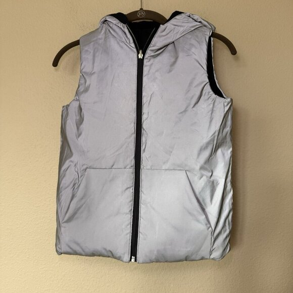 Jacadi Paris Reversible Navy Silver Grey Puffer Vest Kids Size 10A - Picture 8 of 9